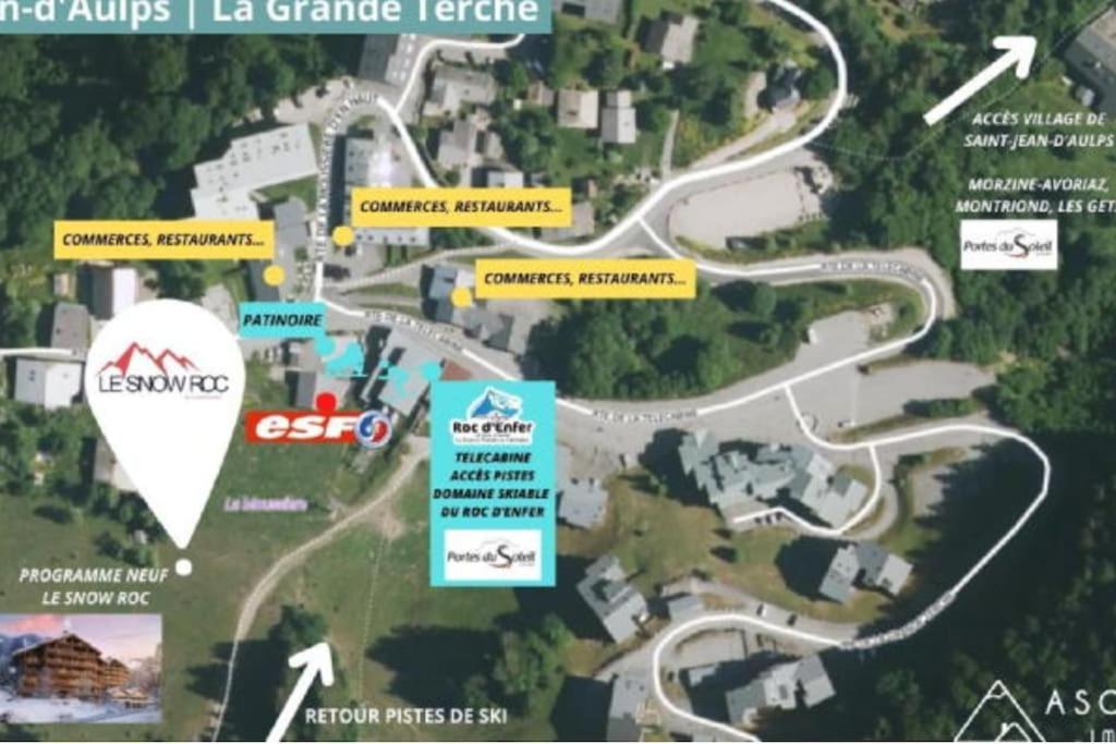 Dans Residence Neuve Le Snow Roc Sur Les Pistes, Grand Studio Cosy 5 Pers Avec Terrasse Panoramique, Sauna, Wifi Saint-Jean-dʼAulps المظهر الخارجي الصورة
